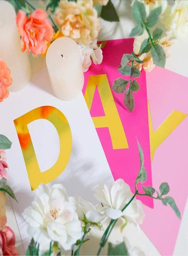 Happy Space - Baby Happy Birthday Banner with Foil Gold Letters, Happy Birthday Bunting Banner for Party Decorations (Double Pink) - Image 5